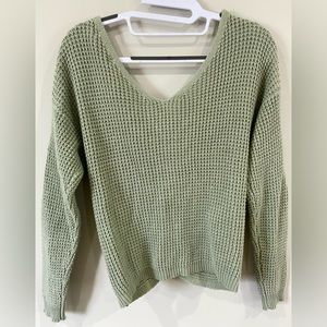 NWT Moon & Madison Sage Green Twist Back Sweater